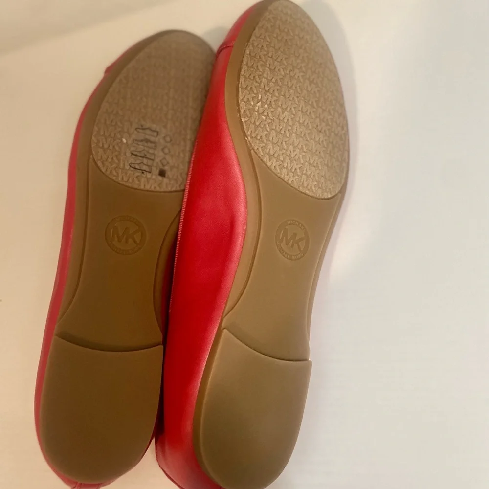 Michael Kors Cherry Red Flats with Gold Accent - Picture 8 of 10